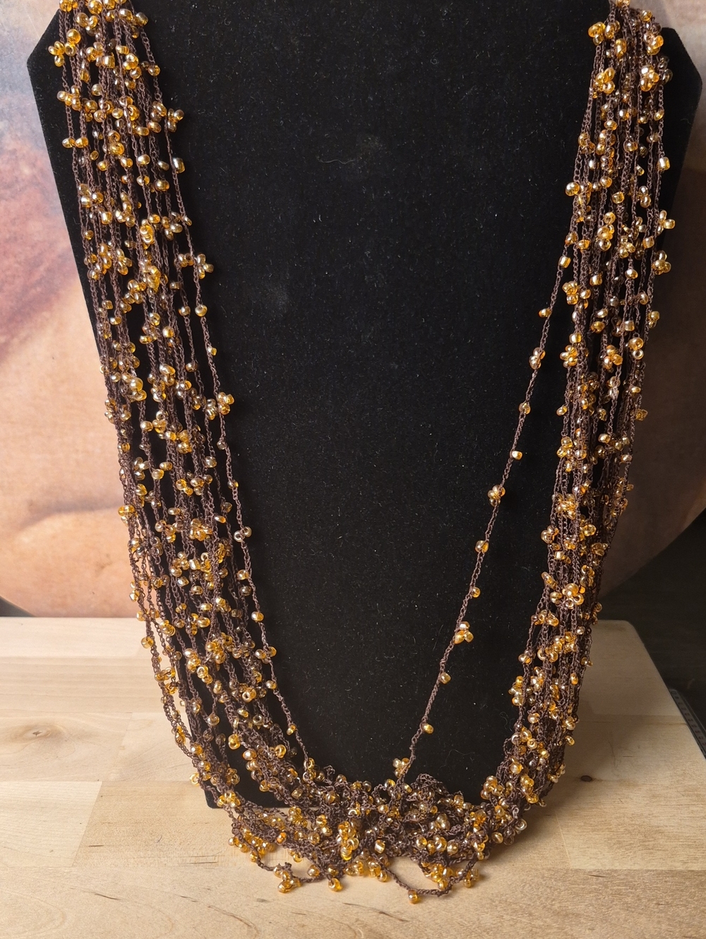 Multi-Strand Brown and Gold Beaded Necklace - Elegant Women's Jewelry